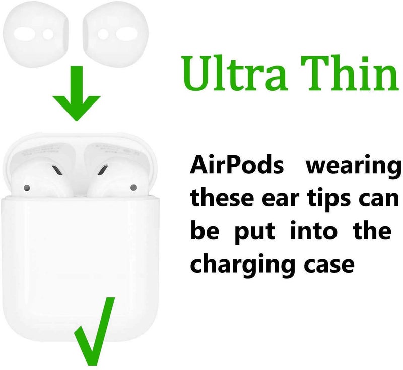 BLLQ Fit in Case AirPods Eartips Covers Anti-Slip Earuds Cover Silicone Compatible with AirPods 2 & AirPods 1 or EarPods ã€ Fit in The Charging Case ã€‘ 3 Pairs White - Image 2